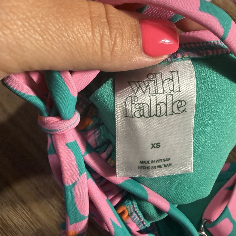 Juniors Wild Fable Bikini Top Green Floral Print Size XS - Picture 3 of 6